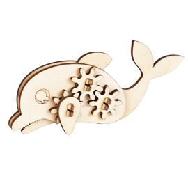 Mini puzzle mécanique 3d en bois. Design dauphin. 16 pièces.