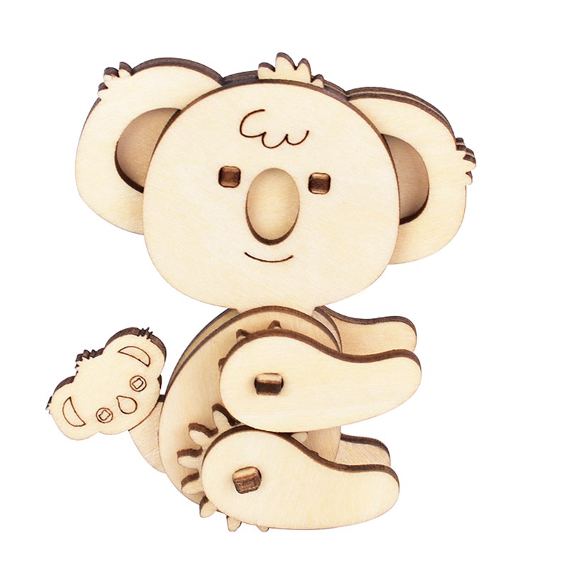 Mini puzzle mécanique 3d en bois. Design koala. 18 pièces.