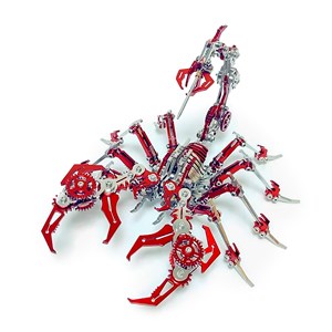Assemblage 3d en acier inoxydable. Modèle scorpion rouge.