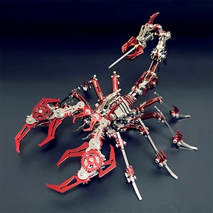 Assemblage 3d en acier inoxydable. Modèle scorpion rouge.