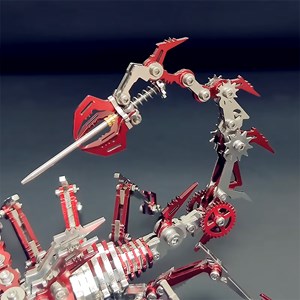 Assemblage 3d en acier inoxydable. Modèle scorpion rouge.