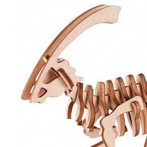 Puzzle 3d en bois. Design de parasaurolophus. 31 pièces.