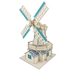 Puzzle 3d en bois. Moulin à vent hollandais. 77 pièces.