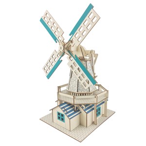 Puzzle 3d en bois. Moulin à vent hollandais. 77 pièces.