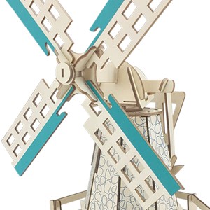 Puzzle 3d en bois. Moulin à vent hollandais. 77 pièces.