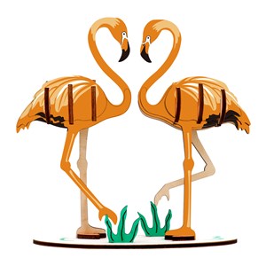 Puzzle 3d en bois flamants 25 pièces. 13,6x5,8x15,6 cm.