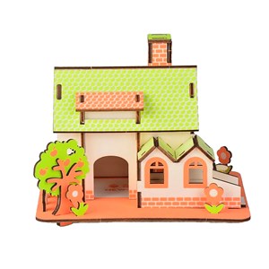 Casse-tête 3d en bois. Maison avec pommier. 44 pièces.