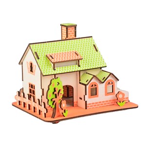 Casse-tête 3d en bois. Maison avec pommier. 44 pièces.