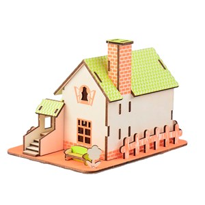 Casse-tête 3d en bois. Maison avec pommier. 44 pièces.