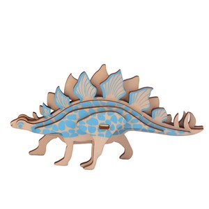 Casse-tête 3d en bois. Duo de stegosaurus. 27 pièces.