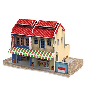 Puzzle 3d style monde singapour maison traditionnelle