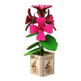 Maquette en bois 3d, design de géranium. 128 pièces.