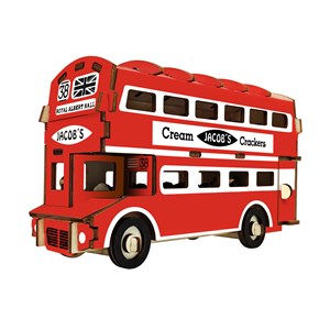 Puzzle 3d en bois. Autobus à deux étages. 94 pièces.