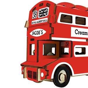 Puzzle 3d en bois. Autobus à deux étages. 94 pièces.