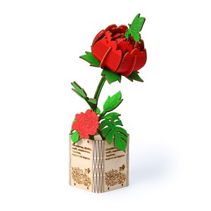 Maquette en bois 3d, design de pivoine. 116 pièces.