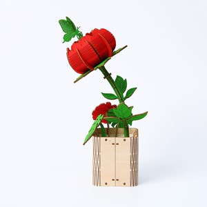 Maquette en bois 3d, design de pivoine. 116 pièces.