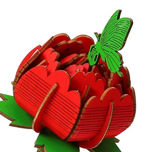 Maquette en bois 3d, design de pivoine. 116 pièces.
