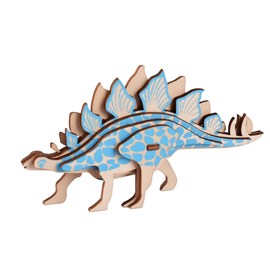 Puzzle 3d en bois. Design de stegosaurus. 9 pièces.