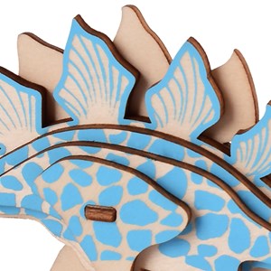 Puzzle 3d en bois. Design de stegosaurus. 9 pièces.