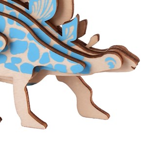 Puzzle 3d en bois. Design de stegosaurus. 9 pièces.