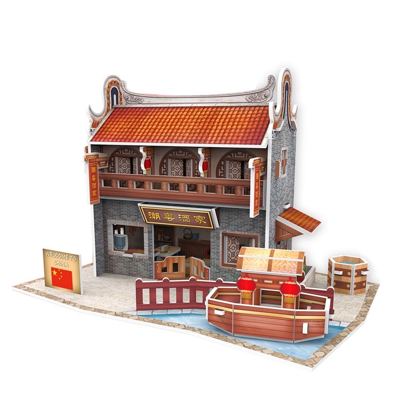 Puzzle 3d style monde chine restaurant traditionnel