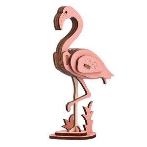 Puzzle 3d en bois. Design flamant rose. 20 pièces.