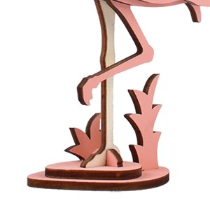 Puzzle 3d en bois. Design flamant rose. 20 pièces.
