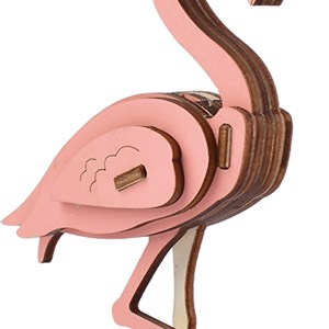 Puzzle 3d en bois. Design flamant rose. 20 pièces.