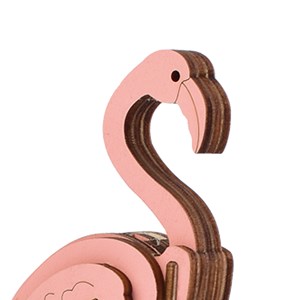 Puzzle 3d en bois. Design flamant rose. 20 pièces.