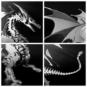 Assemblage 3d en acier inoxydable. Modèle dragon.