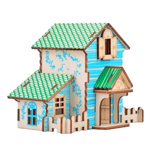 Puzzle 3d en bois. Cabane de la forêt. 22 pièces.