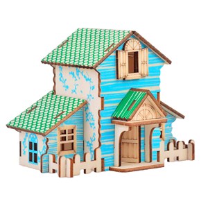 Puzzle 3d en bois. Cabane de la forêt. 22 pièces.