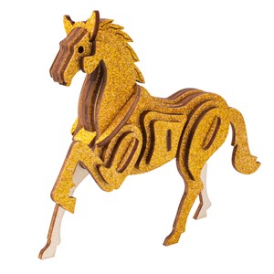 Puzzle 3d en bois. Design de cheval. 32 pièces.