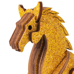 Puzzle 3d en bois. Design de cheval. 32 pièces.