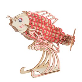 Puzzle 3d en bois. Design de carpe. 156 pièces.