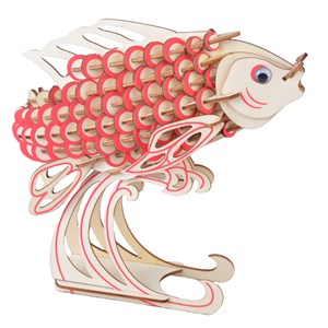 Puzzle 3d en bois. Design de carpe. 156 pièces.