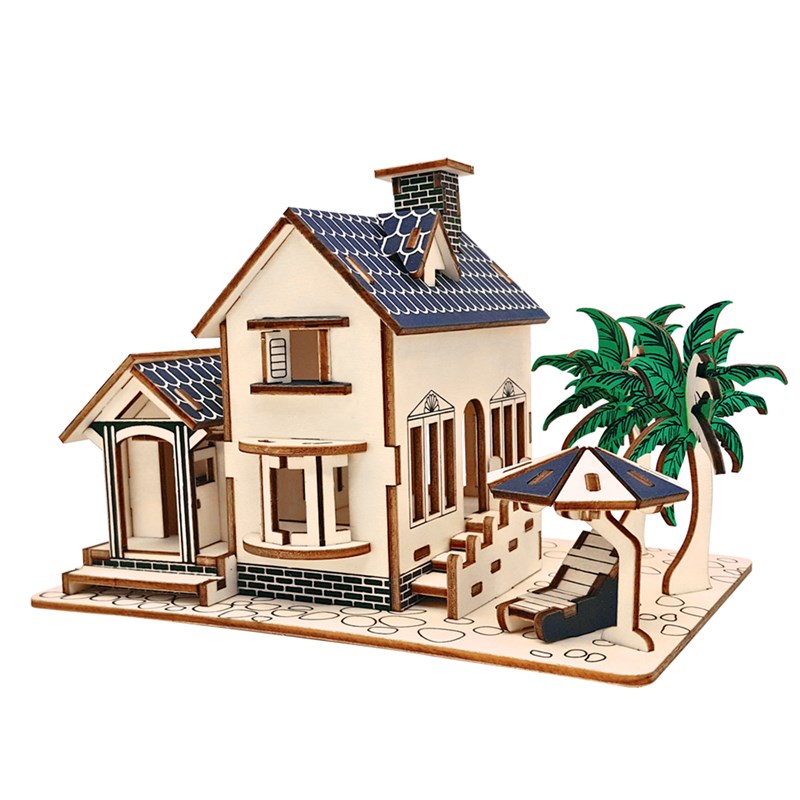 Puzzle 3d en bois. Maison de plage. 88 pièces.