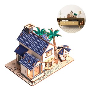 Puzzle 3d en bois. Maison de plage. 88 pièces.