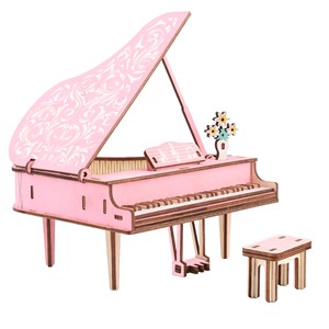 Casse-tête 3d en bois. Piano rose. 78 pièces.