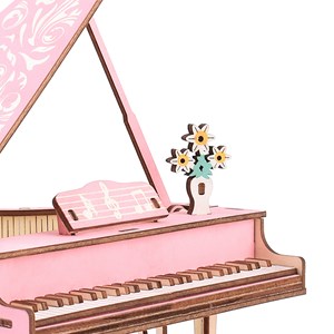 Casse-tête 3d en bois. Piano rose. 78 pièces.