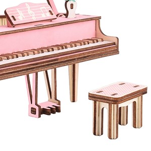 Casse-tête 3d en bois. Piano rose. 78 pièces.