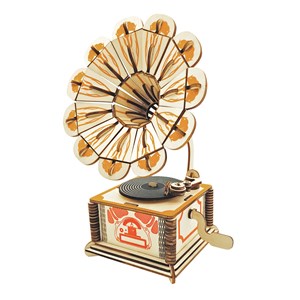Puzzle 3d en bois. Phonographe. 140 pièces.