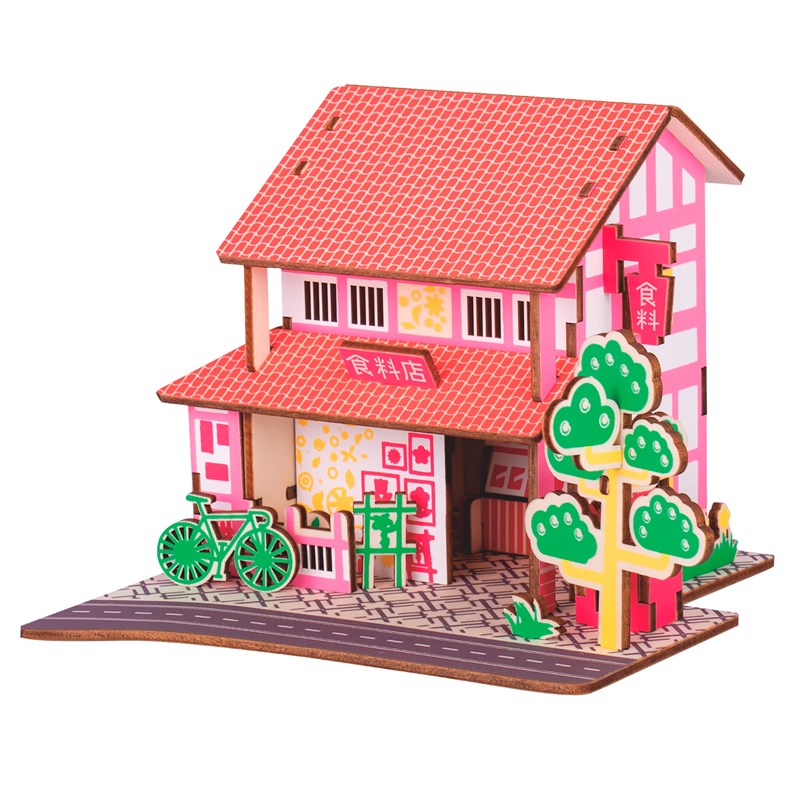 Puzzle 3d en bois. Supermarché. 43 pièces.