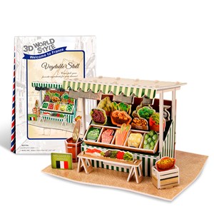 Puzzle 3d world style france  marché aux légumes traditionnel