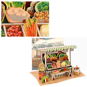 Puzzle 3d world style france  marché aux légumes traditionnel