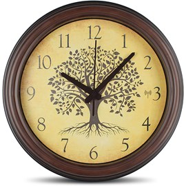 Horloge murale vintage ø30,5 cm motif arbre de vie, radiopilotée - cadre