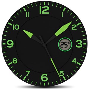 Horloge murale verte - silencieuse - température lcd - design relaxant