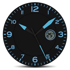 Horloge murale moderne ø25,4 cm bleu silencieuse avec lcd