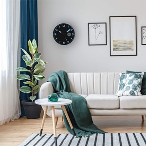 Horloge murale moderne ø25,4 cm bleu silencieuse avec lcd