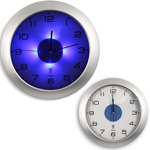 Horloge murale ø25,4 cm lumineuse avec 4 led bleues - radiopilotée